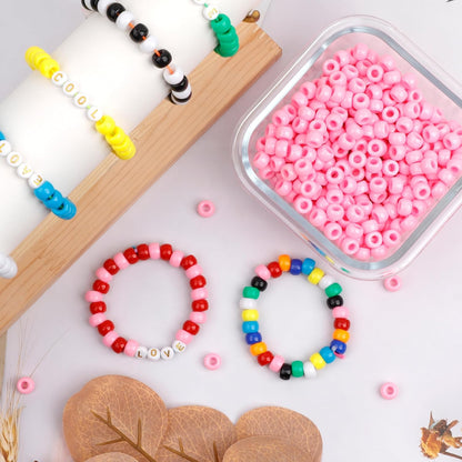 1000Pcs Glow in The Dark Pony Beads 9mm Plastic Kandi Beads Bulk for Friendship Bracelet Necklace Craft Jewelry Making Beads for Hair Braids 9 Color