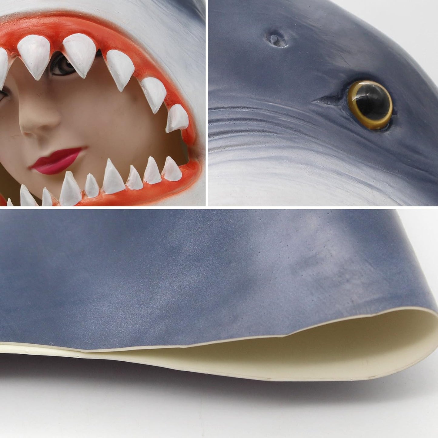 CreepyParty Shark Mask - Animal Halloween Costume for Parties, Cosplay, Photo Booth Props, and Pranks - Funny Gag Gift for Adults