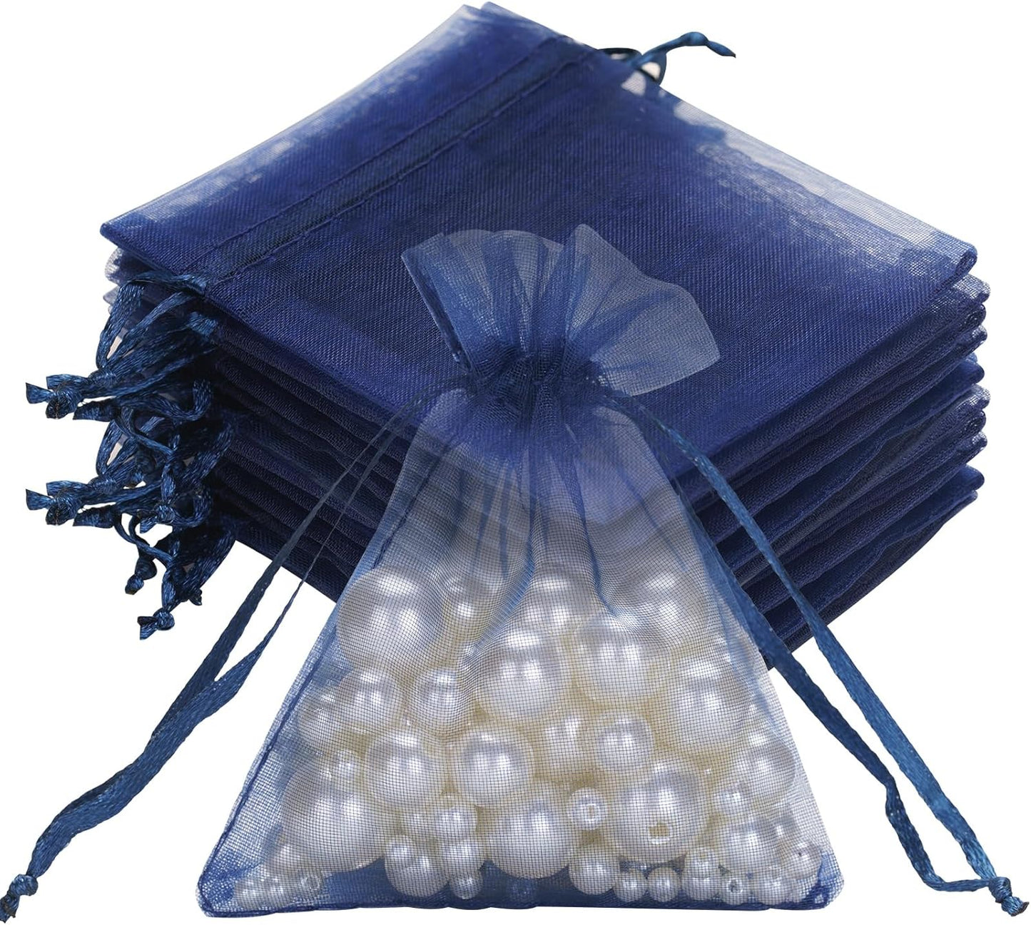 joycraft 50Pcs Organza Bags, 2x3 inch Gift Favor Bags, White Wedding Favor Bags, Jewelry Pouches with Drawstring, Mesh Bags Drawstring for Jewelry, Festival, Makeup, Candy, Desserts