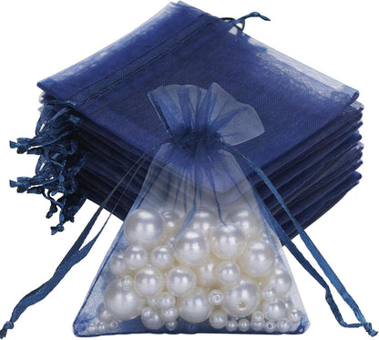 joycraft 50Pcs Organza Bags, 2x3 inch Gift Favor Bags, White Wedding Favor Bags, Jewelry Pouches with Drawstring, Mesh Bags Drawstring for Jewelry, Festival, Makeup, Candy, Desserts