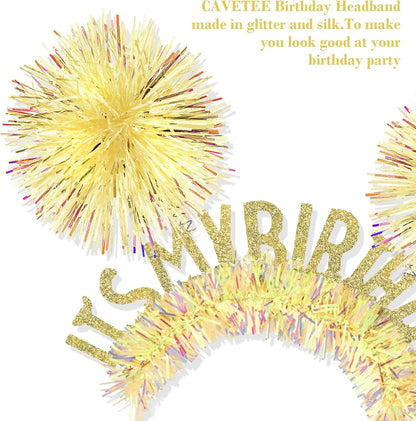 CAVETEE Happy Birthday Crown and Tiara for Women & Girls Party Decorations Gifts