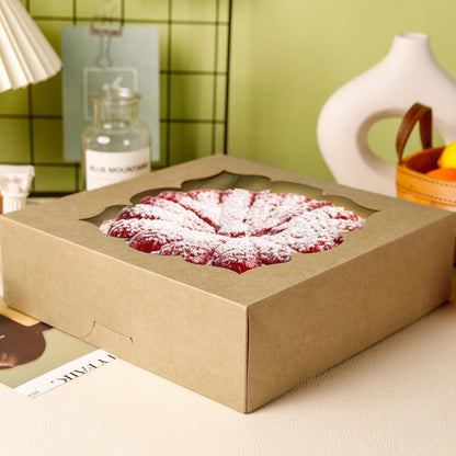 NPLUX 30 Pack Pie Boxes with Window 10x10x3 in Bakery Boxes Perfect for Pies, Cheesecake, Cookies, Muffins and Chocolate Covered Strawberries (White)