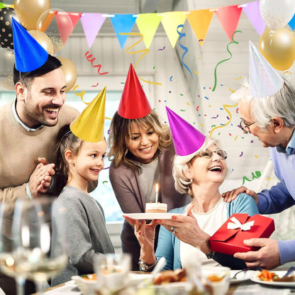 CANREVEL Party Hats for Adults, Birthday Party Headwear Supplies, Cone Hats Bulk for Women Men