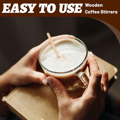 ANTETOK Wooden Coffee Stirrers - Coffee Stir Sticks 7.5 Inch,100pcs Disposable Birch Wood Coffee/Beverage Stirrers,Swizzle Drink Sticks,Coffee Bar Accessories