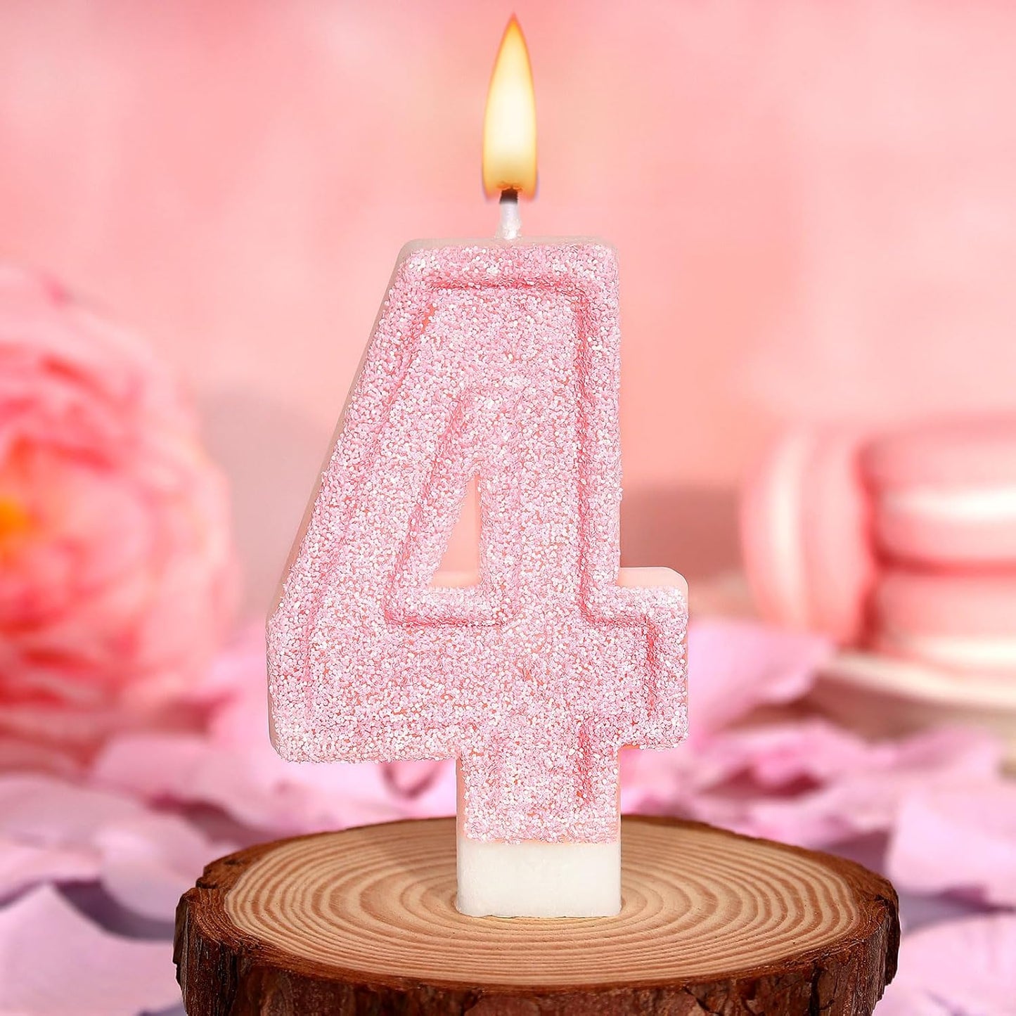 Cute Number 3 Birthday Candle, Glitter Pink Number Candles, Birthday Cake Topper Decoration, Party Supplies Anniversary Celebrations
