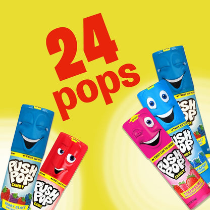 Push Pop Lollipops, Hard Candy Variety Pack, 10 Count Lollipops Individually Wrapped in Fruity Flavors, Full Size, Fun Candy For Pinatas, Birthdays, Party Favors & Gifts for Kids