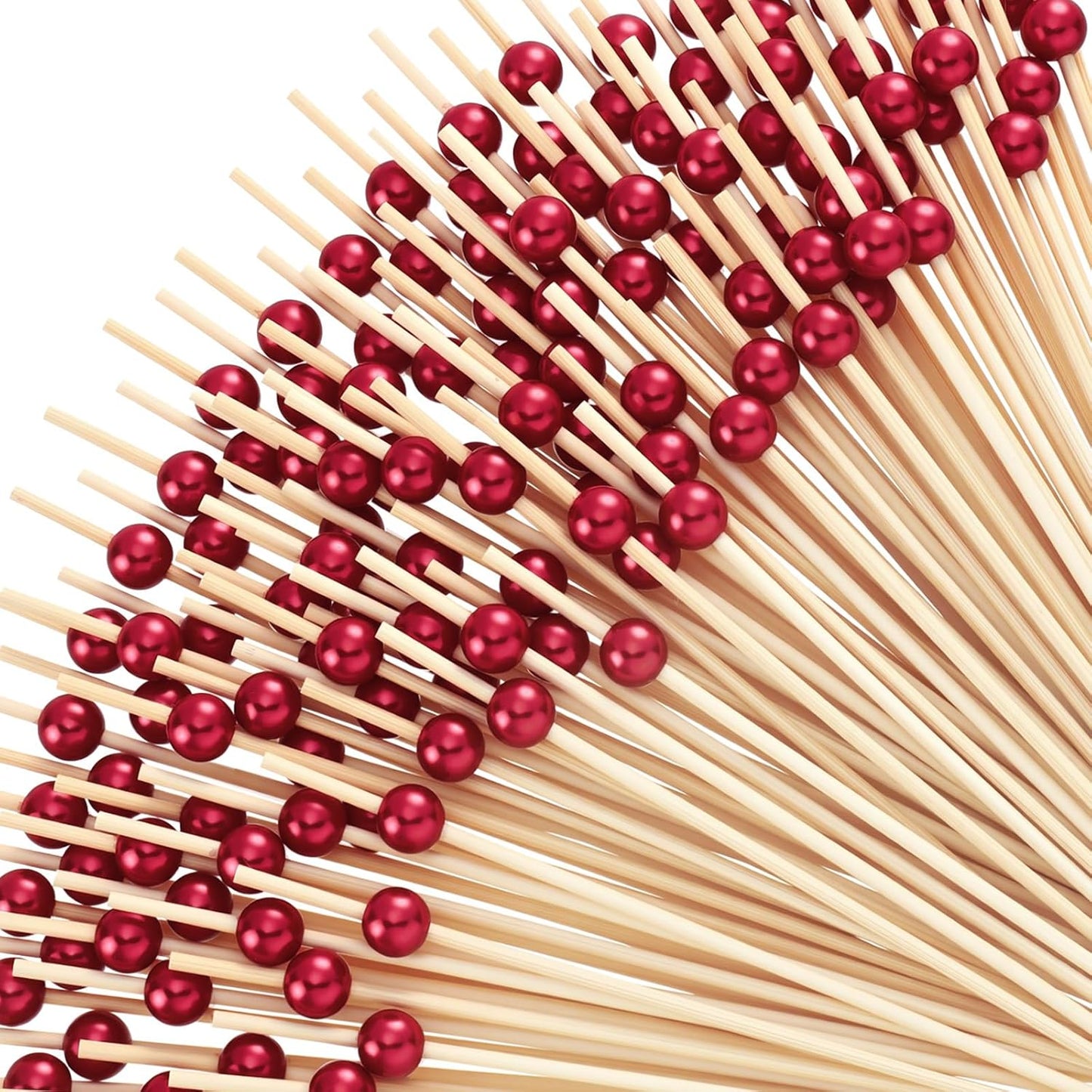 Reallnaive 600 Pcs Cocktail Pick Pearl Fancy Toothpick for Appetizer 4.7 Inch Long Skewer for Drink Fruit Food Bamboo Stick Wedding Bridal Shower Decoration Charcuterie Accessories (White)