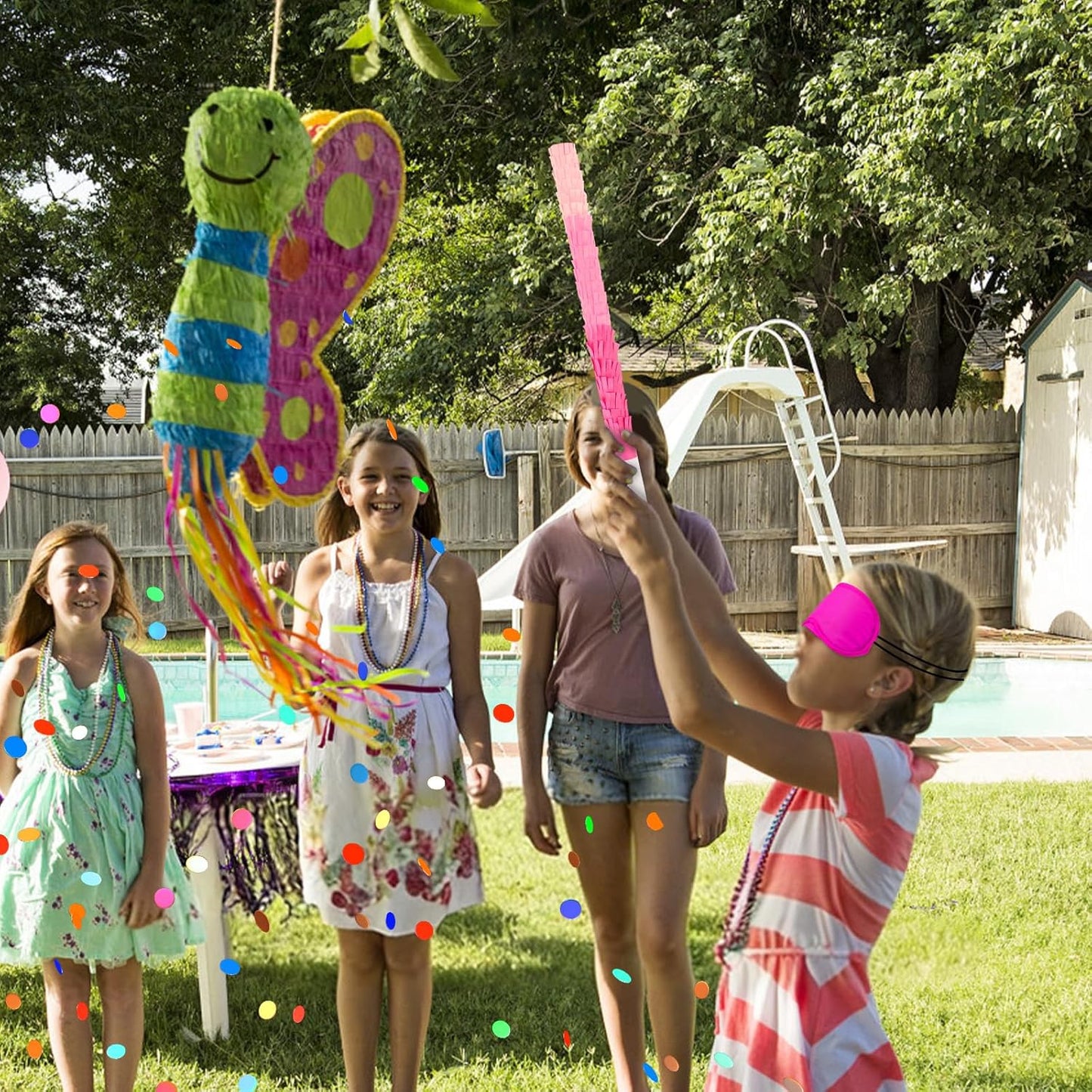 15.75 Inch Piñata Stick Kit Blue Unbreakable Pinata Stick with Blindfold Blind Rope Blind Stick Suitable for Girls Boys Adults Can Have Fun at Any Party