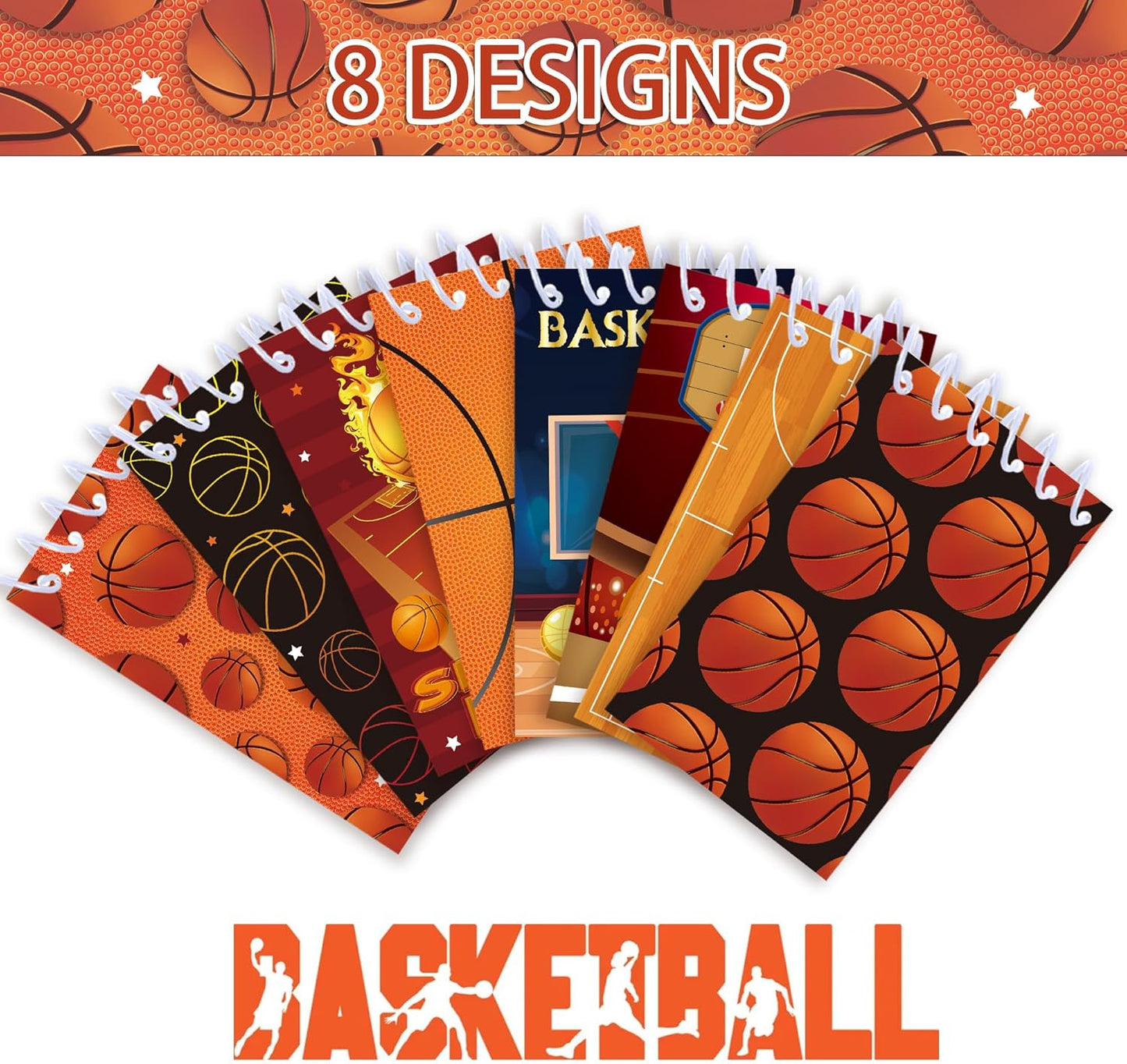 24 Pcs Sports Mini Notepads Basketball Baseball Football Soccer Party Favors Goodie Bag Stuffers Notepads Spiral Mini Notebooks for Teens Teacher Classroom Reward
