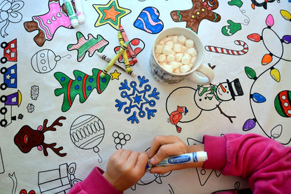 Animal Fun Design – Square Tablecloth 60”X60” – Interactive Coloring Tablecloth for Kids - Poly/Cotton Fabric – Washable and Reusable – DIY Activity for Children and Adults