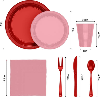 350 Pcs Black Plastic Plates For Party, Black Disposable Plates Set, 50 Of Each 9" Dinner Plate Set, 7" Dessert Plate, Cups, Napkins & Cutlery Plastic Dinnerware Set Exquisite