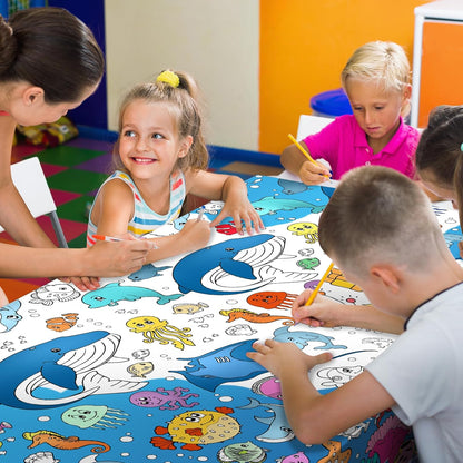 Giant Construction Party Coloring Tablecloth for Kids - Huge Construction Theme Table Cover Large Dump Truck Vehicle Painting Poster for Children Birthday Party Supplies 54x108 Inch