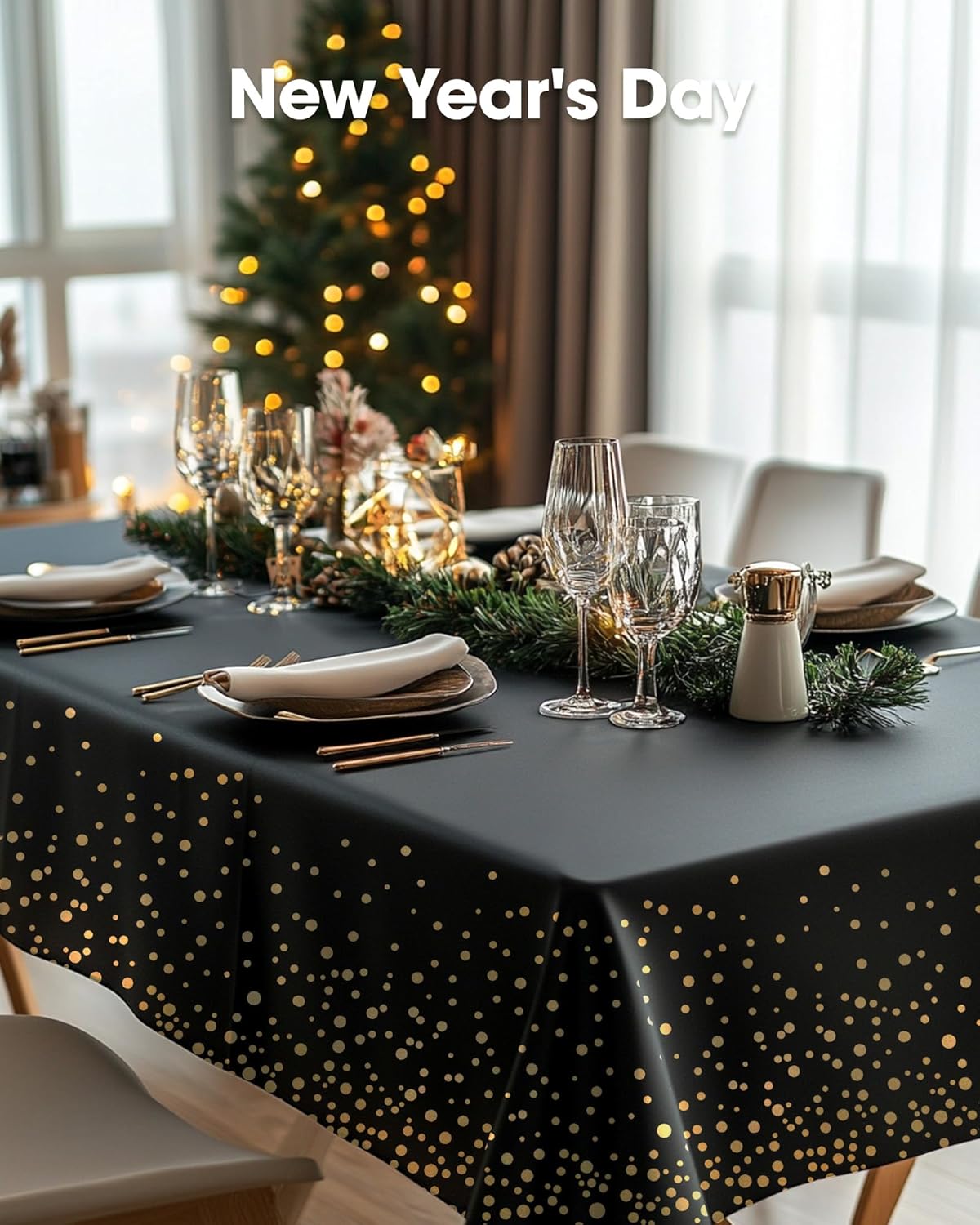 Pureegg Plastic Table Cloth Disposable 8 Pack, 54 x 108 Inch Table Cloths, Party, Picnic, Wedding, Decorative Tablecloths, Rectangle, White Plastic Cover, Leakproof & Sturdy, White