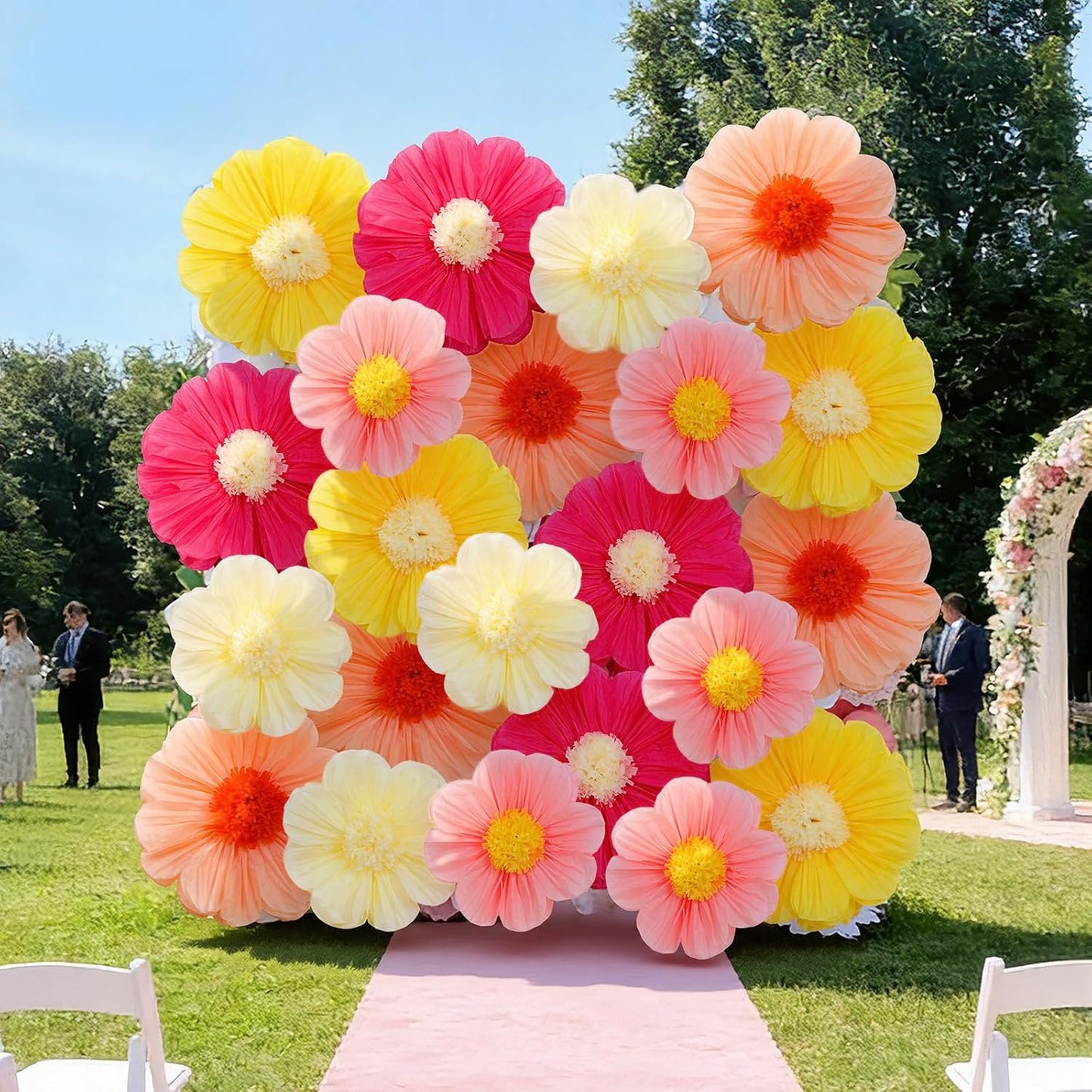 Chunful 5 Pcs 30'' 24'' Gaint Pastel Tissue Paper Flowers Decoration Large Hanging Tissue Paper Pom Poms Decor for Pastel Birthday Bachelorette Wedding Baby Shower Bridal Shower Easter Party Decor