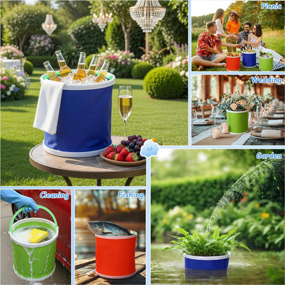 12 Pcs Ice Buckets Bulk 5 Liter Collapsible Plastic Ice Buckets for Party with Handles Portable Drink Bucket for Cocktail Bar Wine Beer Champagne Beverage Pool Wedding Camping Party Favor