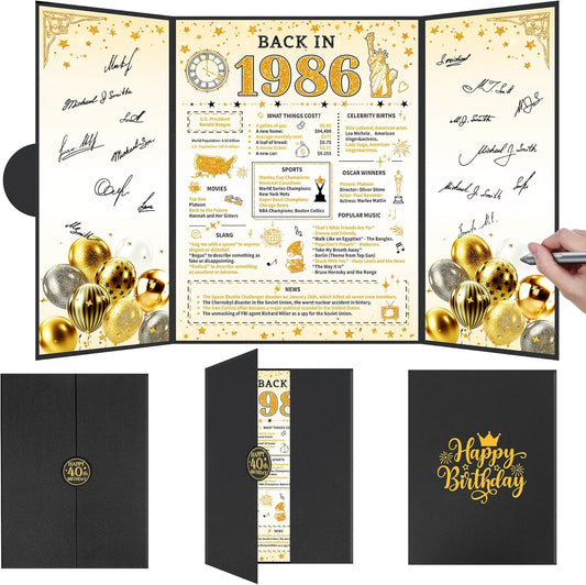 Black Gold 50th Birthday Decorations, Back in 1976 Happy 50th Birthday Guest Book for Men Women, Jumbo Signature Card for 50 Year Old Gifts, Cheers to 50 Years Party Favors