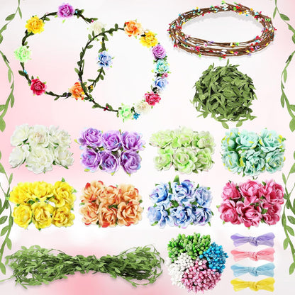 Zeyune 20 Sets Spring Tea Party Favor Flower Crowns Making Kit, Make Your Own Flower Crown Wreath Garland Headbands Craft Kit Handmade DIY Fairy Floral Hair Accessories Gift for Women(Daisy)