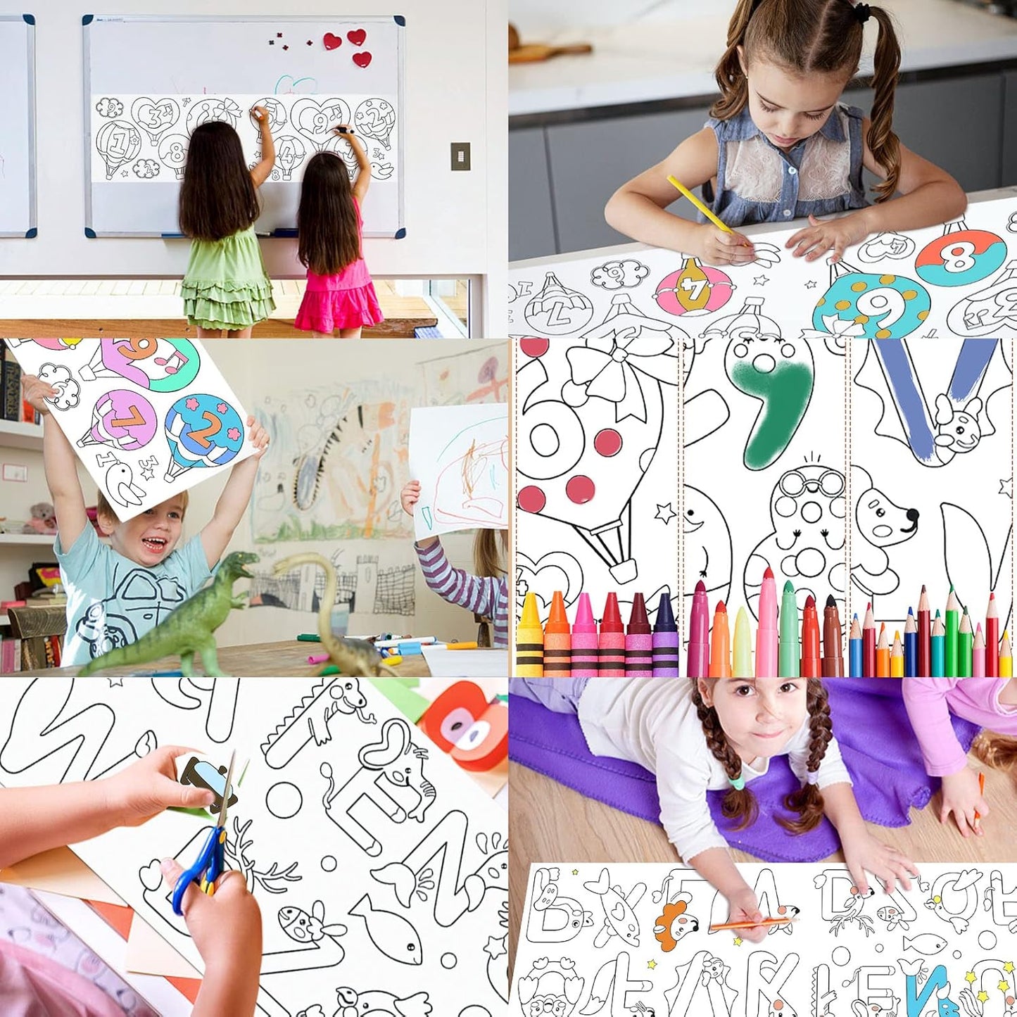 2PCS Children's Drawing Roll, Coloring Paper Roll for Kids Gift, 120 * 11.8 Inches DIY Painting Drawing Paper Roll, Sticky Drawing Paper Roll, Early Educational Toys for Kids (Animal World)