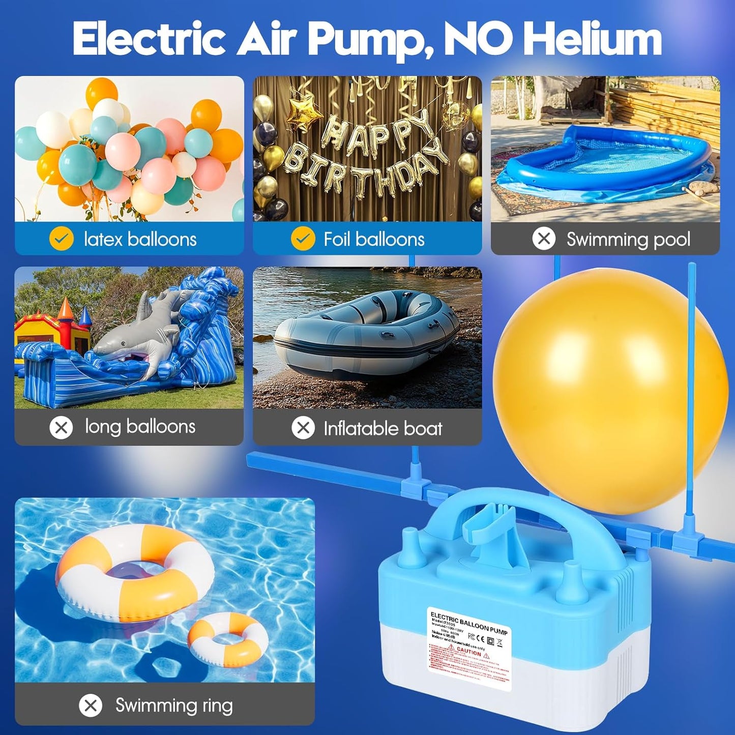 Electric Balloon Pump,110V 600W Portable Dual Nozzles Balloon Pump,Air Pump Balloon Blower for Party Decorations with Tying Tool