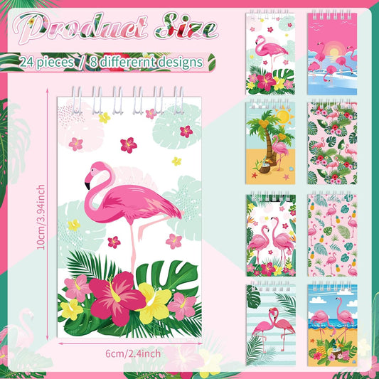Faccito 24 Pcs Flamingo Party Favors Summer Mini Notepads Hawaii Pocket Notepads Tropical Spiral Luau Tiny Memo Notes for Birthday Party Supplies School Student Teacher Classroom Reward