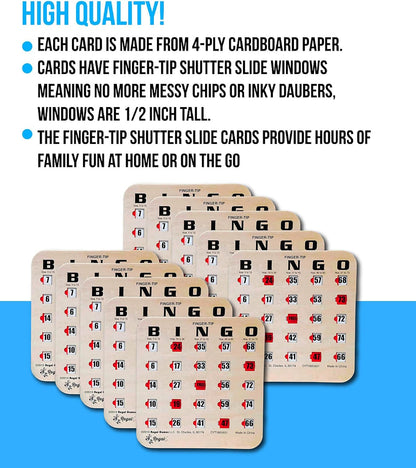 Regal Bingo Bulk Bingo Cards with Sliding Windows - Reusable Large Print Bingo Game Cards for Adults Large Group - 10 Pack, Green