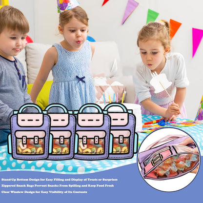 30 PCS Bulk Gift Bags for Kids with Handle,Children Large Goodie Bags with Stand-up Bottom, Grip Seal Party Favor Bag, Students Back to School Treat Bag, Cute Snack Candy Bags for Birthday, Classroom