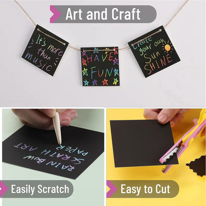 Mr. Pen- Scratch Art for Kids with Wooden Stylus, 125 pcs, Rainbow Scratch Paper, Scratch Art Paper