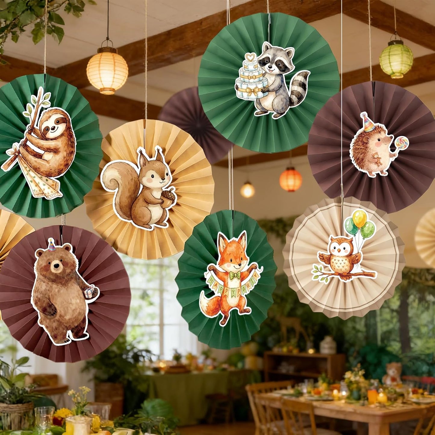 Easy Joy Paper Leaves Decorations for Wall Paper Fans Classroom Decoration Leaves Backdrop Decor Wall Decor,Set of 9