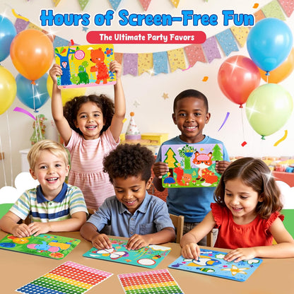 JoyCat 24 Pack Dot Art Craft Kits for Kids Party Favors, Mess-Free Dot Sticker Activity Set with 4800+ Stickers & Goodie Bags, Classroom Prizes, Treasure Box Toys, Goodie Bag Stuffers Ages 3-8