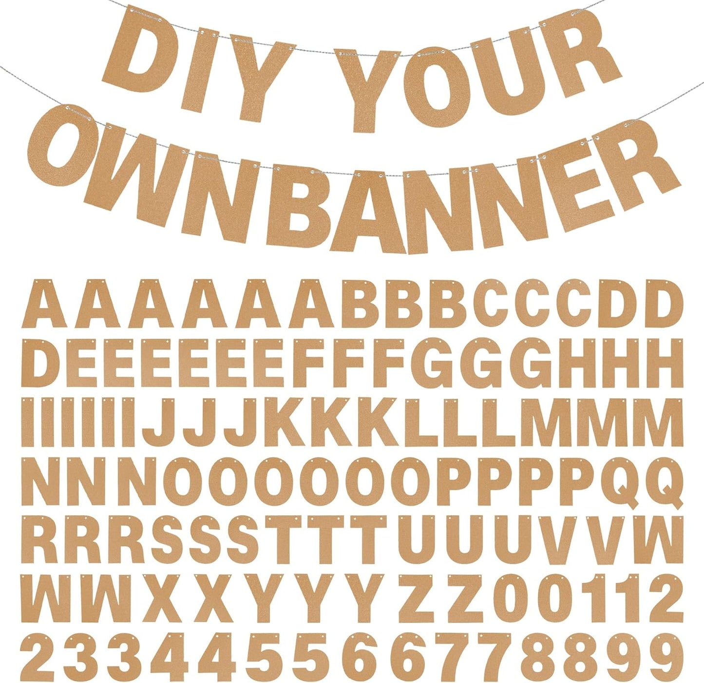 DIY Banner Kit with Letters Glitter Banner Letters Customizable Birthday Banners Graduation Banner Custom Party Hanging Banner for Graduation Wedding Party Baby Shower Decoration(Gold)