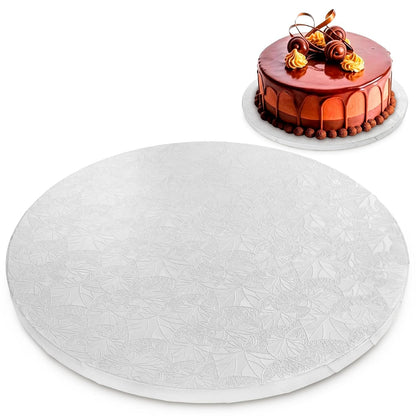 12 Inch Cake Drum, Black Cake Board for Picture-Ready Celebration Cakes, 1/2 Inch Thick Round Cardboard Base with Grease & Moisture Resistant Surface and Decorative Pattern for Parties and Weddings
