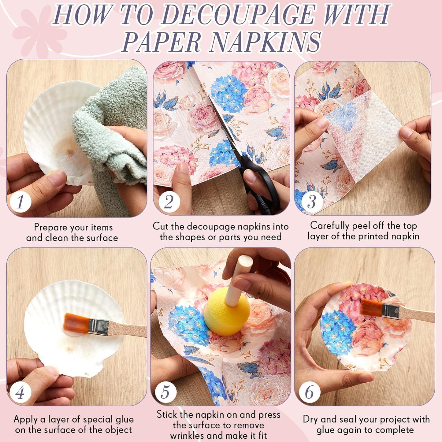 Crtiin 20 Pack Decoupage Napkins Floral Napkins Flower Cocktail Paper Decorative Toilet for Valentine's Day Birthday Party Beautiful Gorgeous, 20 Styles Each 6.5 Inches(Style 1)