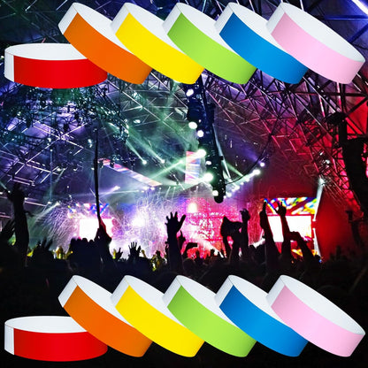 1200 Pcs Plastic Paper Wristbands for Events Neon Color Wrist Bands Concert Identification Wristbands Paper Bracelets Wristbands Party Hand Bands (Multicolor)