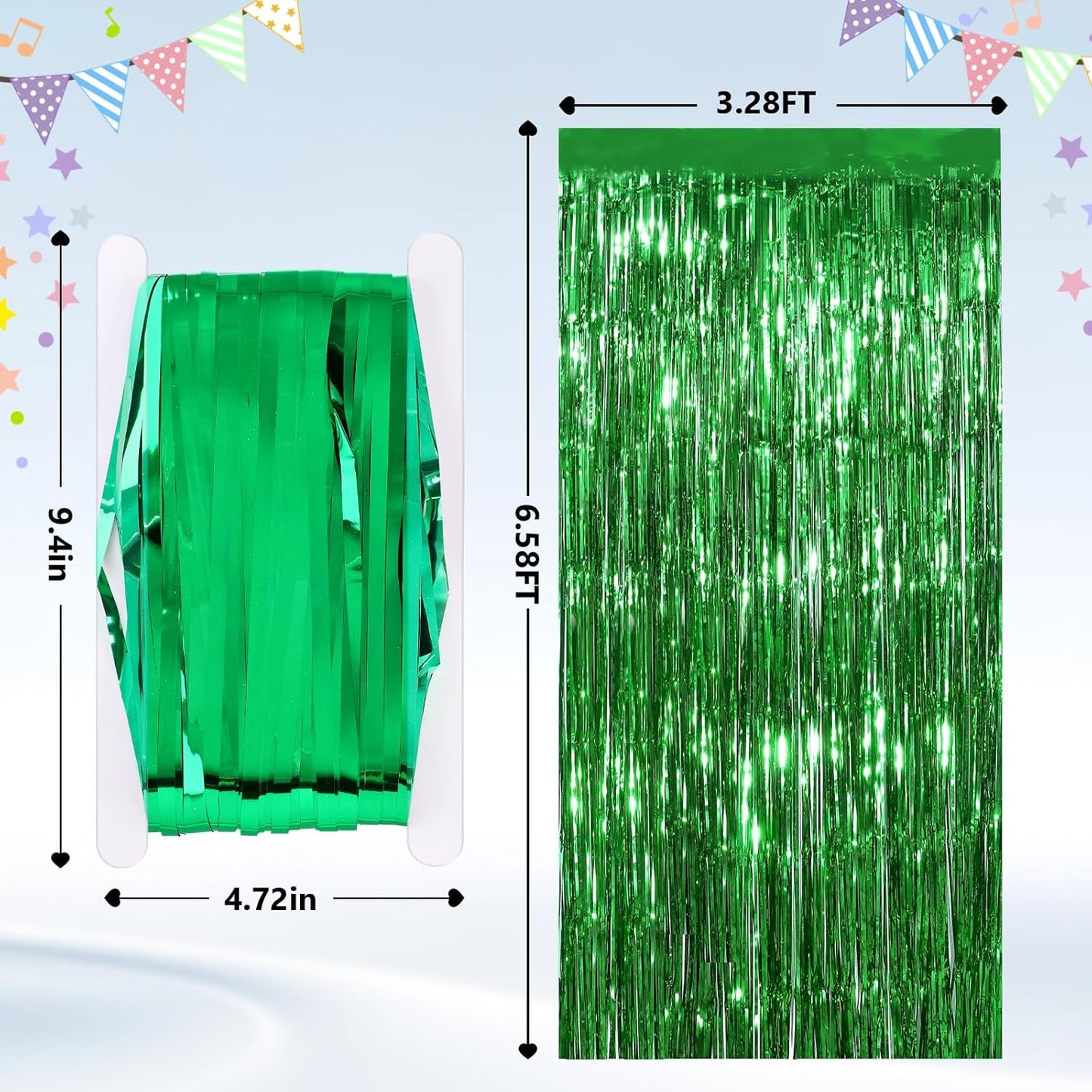GCB 2Pack Black Metallic Tinsel Foil Fringe Curtains, Black Foil Curtain Backdrop, Photo Booth Props for Birthday Wedding Baby Shower Bachelorette Xmas Celebration Party Decorations Door Streamers