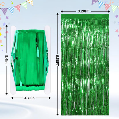 GCB 2Pack Black Metallic Tinsel Foil Fringe Curtains, Black Foil Curtain Backdrop, Photo Booth Props for Birthday Wedding Baby Shower Bachelorette Xmas Celebration Party Decorations Door Streamers