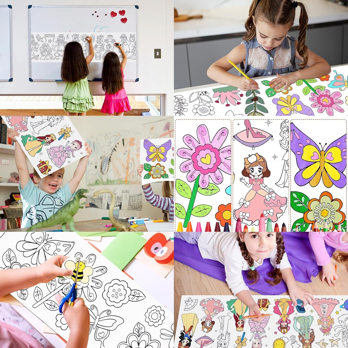 2PCS Children's Drawing Roll, Coloring Paper Roll for Kids Gift, 120 * 11.8 Inches DIY Painting Drawing Paper Roll, Sticky Drawing Paper Roll, Early Educational Toys for Kids (Animal World)