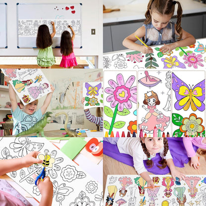 2PCS Children's Drawing Roll, Coloring Paper Roll for Kids Gift, 120 * 11.8 Inches DIY Painting Drawing Paper Roll, Sticky Drawing Paper Roll, Early Educational Toys for Kids (Animal World)