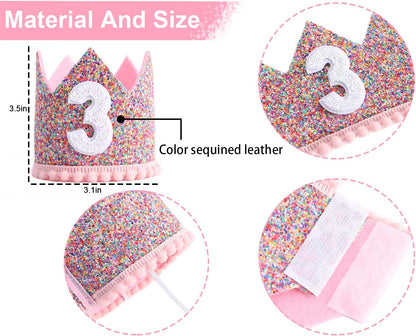 Rainbow Crown - 4th Birthday Party Glitter Crown, Kids Birthday Hats, Baby Photo Props, Little Girls Hair Accessories