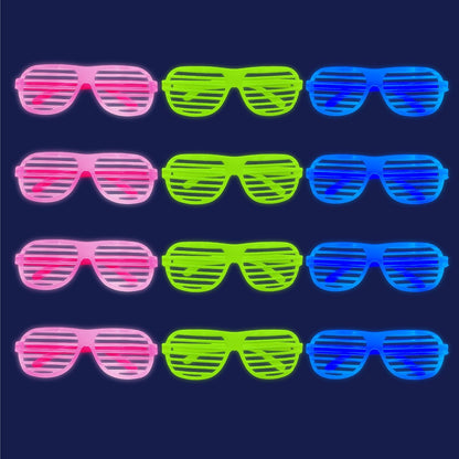 12Pcs Glow in The Dark Glasses,Neon Fluorescent Blacklight Eyeglasses Party Favors,Glow in The Dark Party Supplies,Glow Photo Booth Props for Birthday Wedding Christmas Halloween Concert