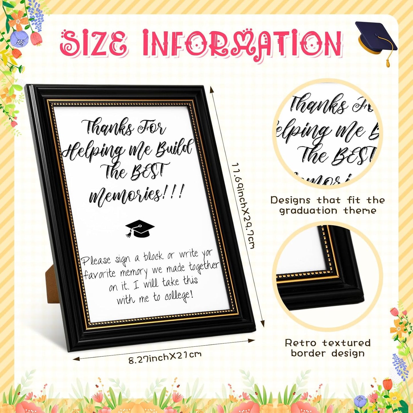 Gerrii 72 Pcs 2026 Graduation Guest Book Alternative for Sign in, 54 Wooden Block 16 Pens and Grad Photo Frame for Congrats Grad Party Supplies College High School (Black Photo Frame)