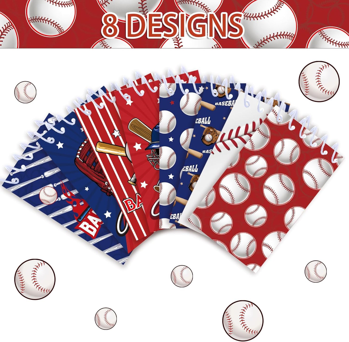 24 Pcs Mini Baseball Themed Notepads Sports Party Favors Sports Spiral Pocket Notepads Goodie Bag Stuffers Notepads Spiral Mini Notebooks for Teens Teacher Classroom Reward