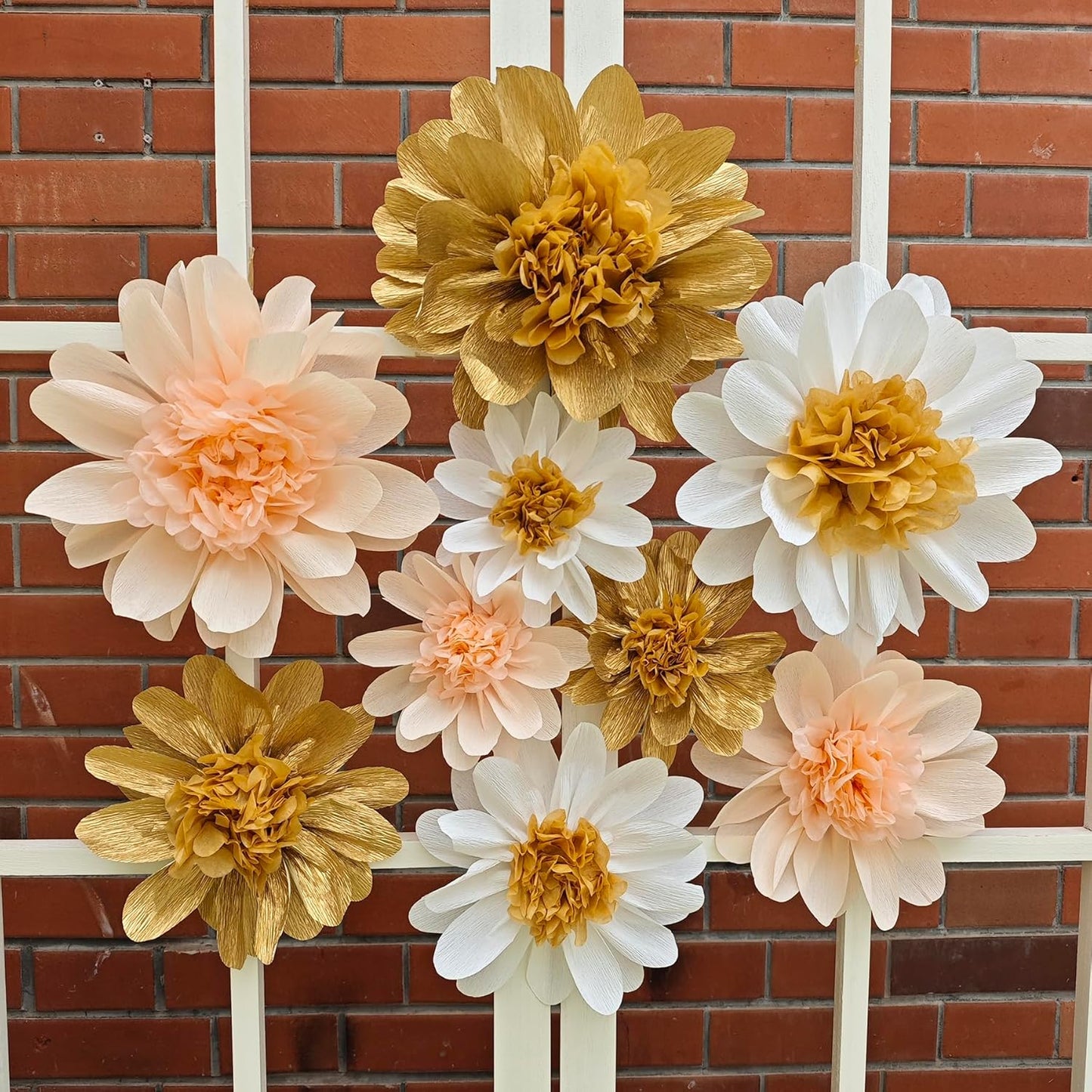 Crepe Paper Flower for Wall Decor Girls Birthday Party Backdrop Baby Shower Nursery Room Decoration Pack of 9 (Pastel)
