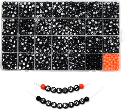Melius 1450Pcs Acrylic Glow Letter Beads, Alphabetical Glowing in The Dark Beads in 28 Grid Box for Jewelry Making, DIY Bracelets, Necklaces, Key Chains (Glowing, 4x7mm)