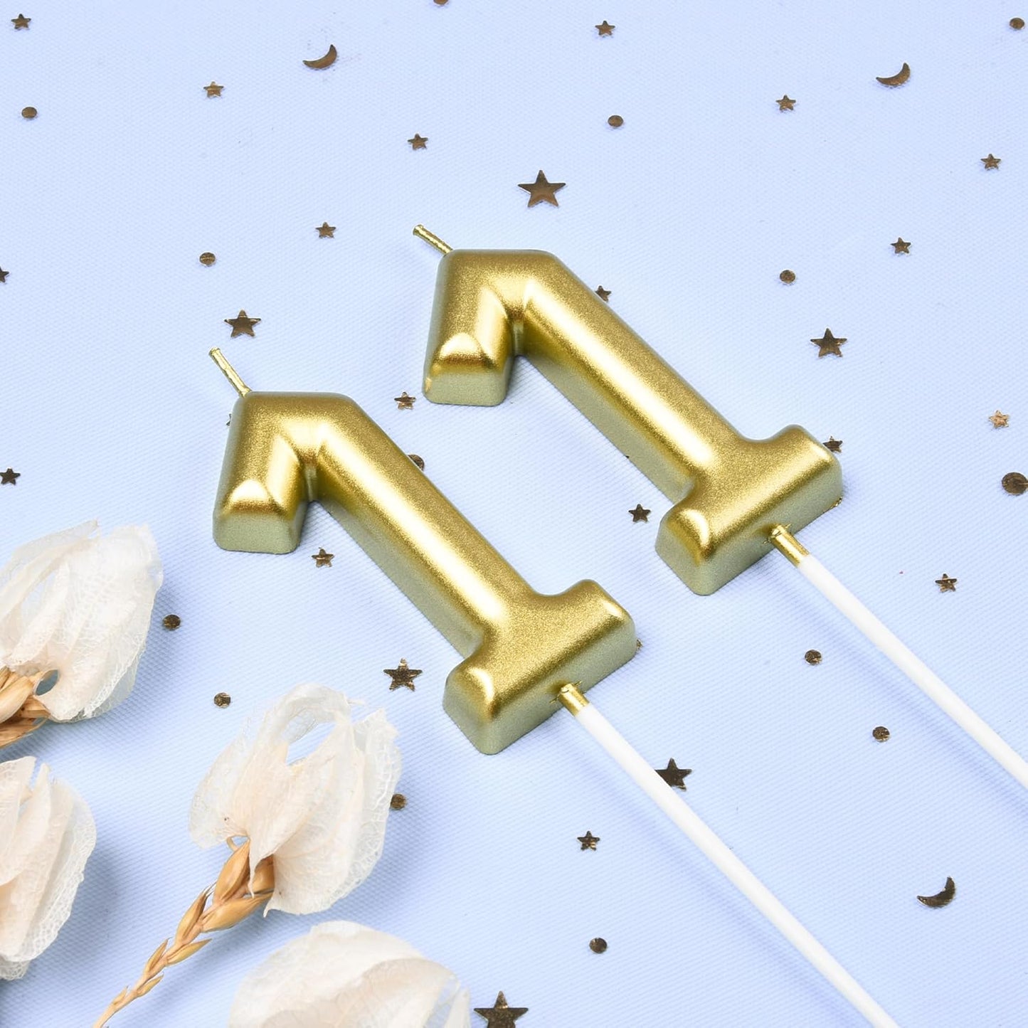 2.76 Inch Classical Gold 5 Number Birthday Candles, Gold Number Candles, Cake Number Candles, Party Celebration