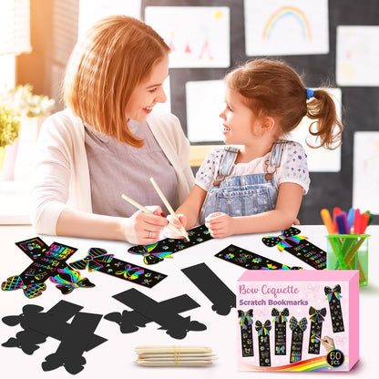 CY2SIDE 60PCS Princess Fairy Wand Scratch Bookmarks for Girls, Make Your Own Fairy Stick Scratch Paper Magic Wands Bookmark, DIY Princess Stick Rainbow Crafts Ornaments for Kids Birthday Party