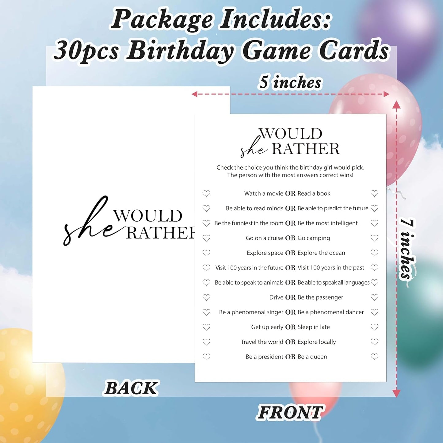 Birthday Party Games Card for Adults, 30 Pcs Ice Breaker Game Cards for Girl Bday Celebrations Decorations Supplies Favors - B01