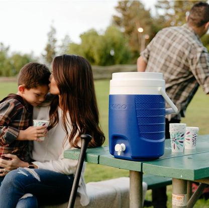 Igloo 5 Gallon Portable Sports Cooler Water Beverage Dispenser with Flat Seat Lid, Insulated Beverage Dispenser, Orange/White