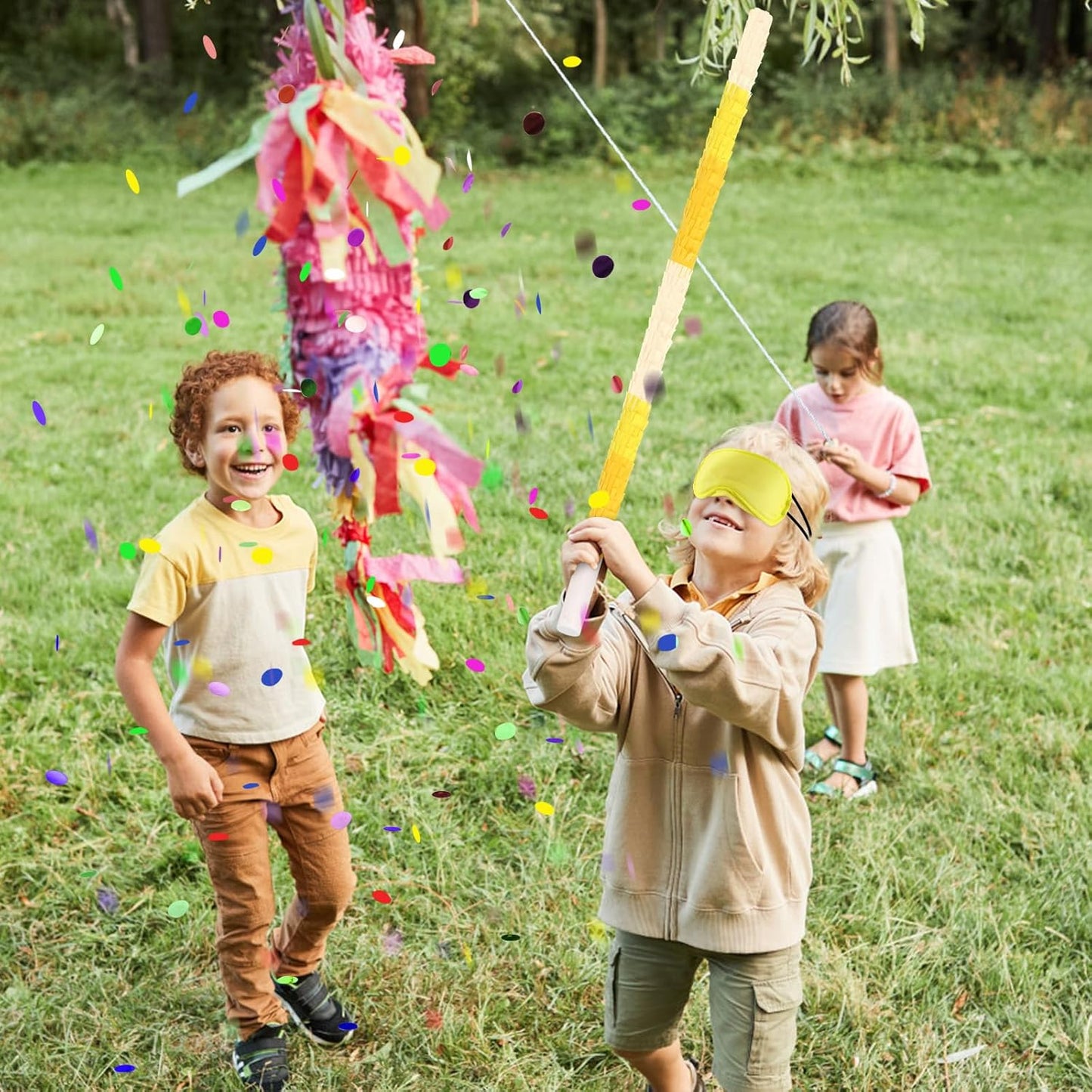 Dinosaur Pinata - Dinosaur Decorations with a Blindfold and Bat for Boys Girls Animal Themed Birthday Party Kids Classroom Game Decorations Supplies (15.7 x 11.4 x 3.1 Inches)