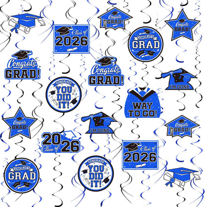 31 Pieces Graduation Decorations Class of 2026, Graduation Hanging Swirl Congrats Grad and Graduation Party Decorations(red, Black)