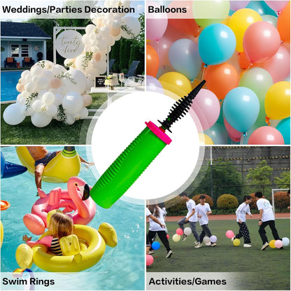 Balloon Pump Hand Held – 2Pack Two Way Dual Action Inflator with Balloon Tying Tool Manual Air Pump for Balloons